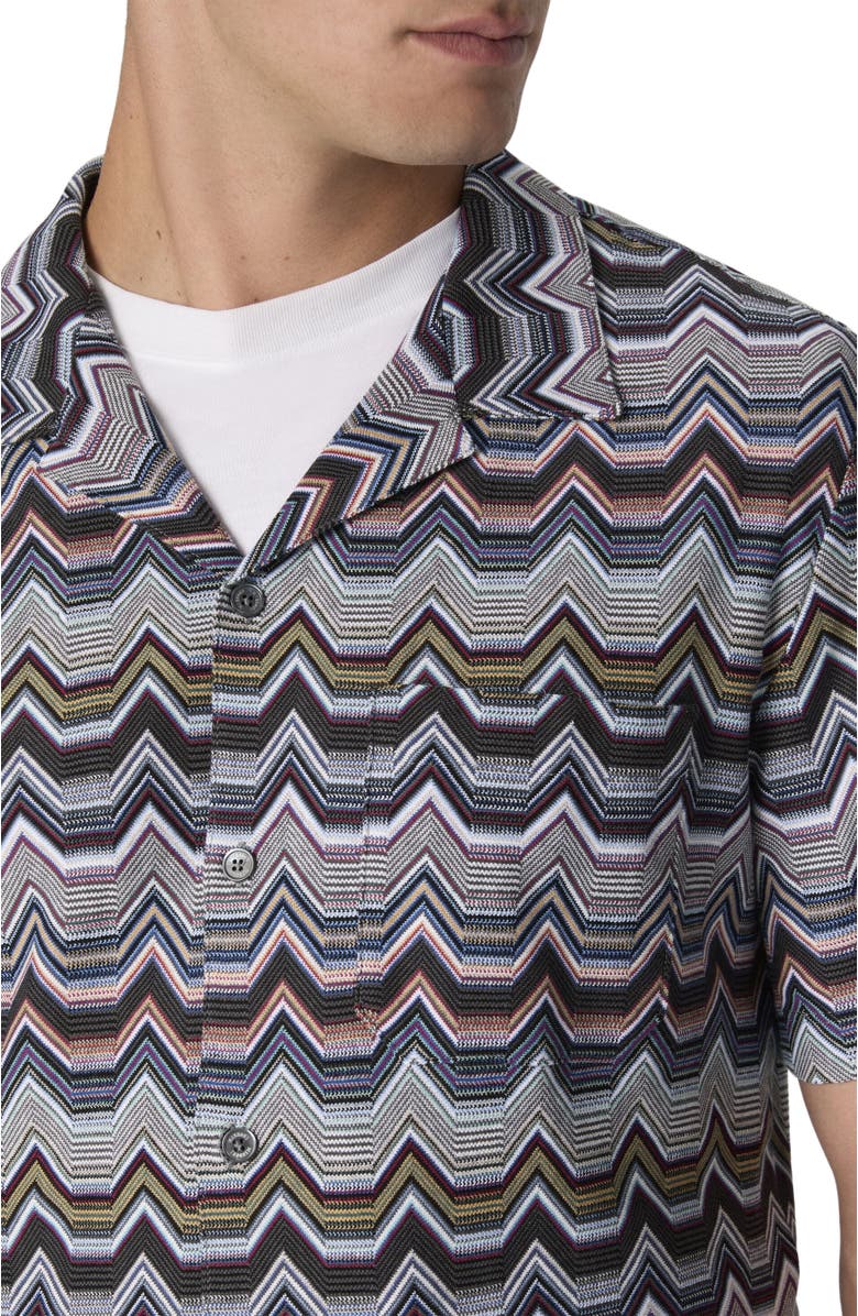 Missoni Bowling Shirt With Geometric Zigzag, Alternate, color, Multicoloured