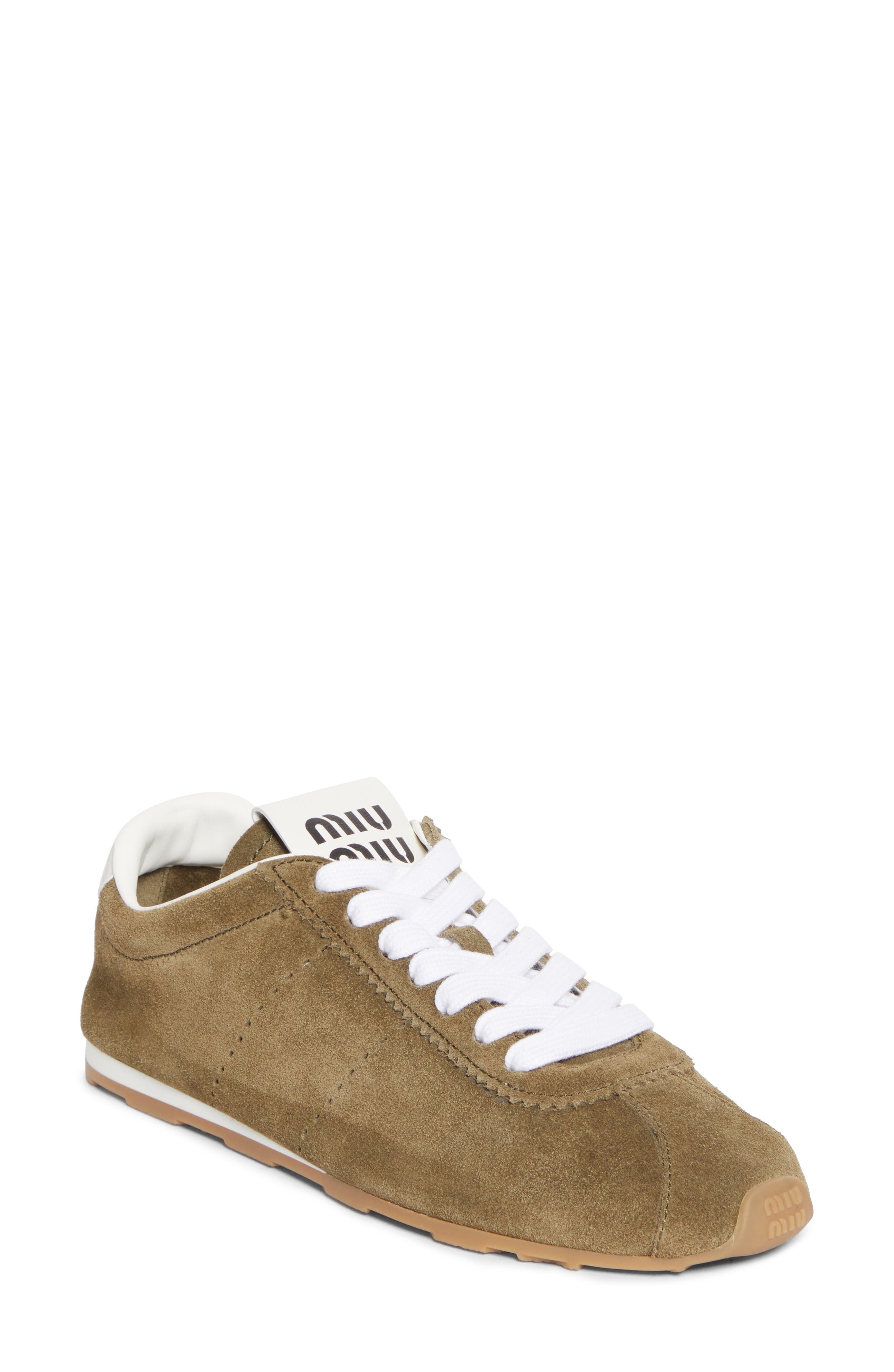 Miu Miu Allacciate Low Top Sneaker, Main, color, Muschio