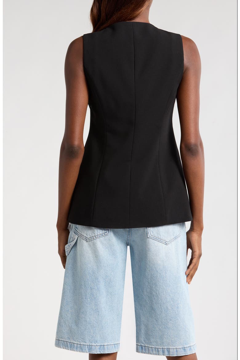 Lila Button Front Vest, Alternate, color, BLACK