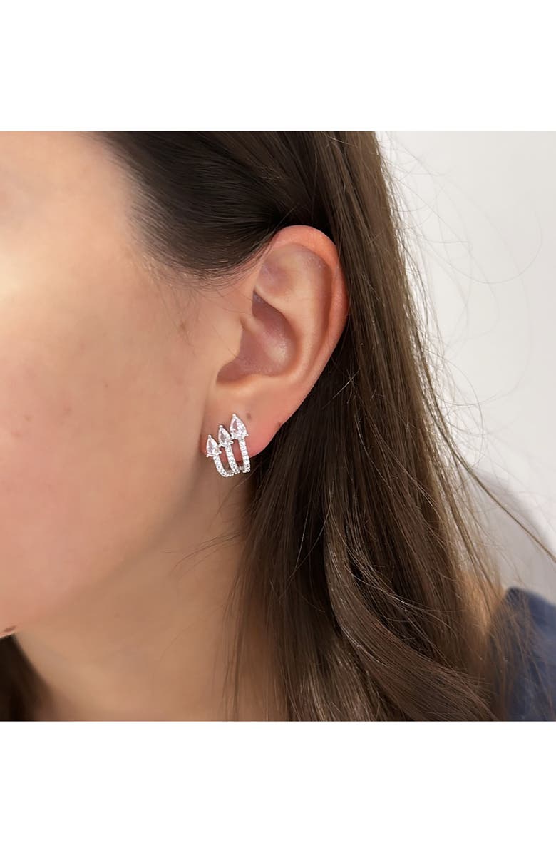 SHYMI Pavé Cubic Zirconia Wrap Hoop Earrings, Alternate, color, Silver/ White