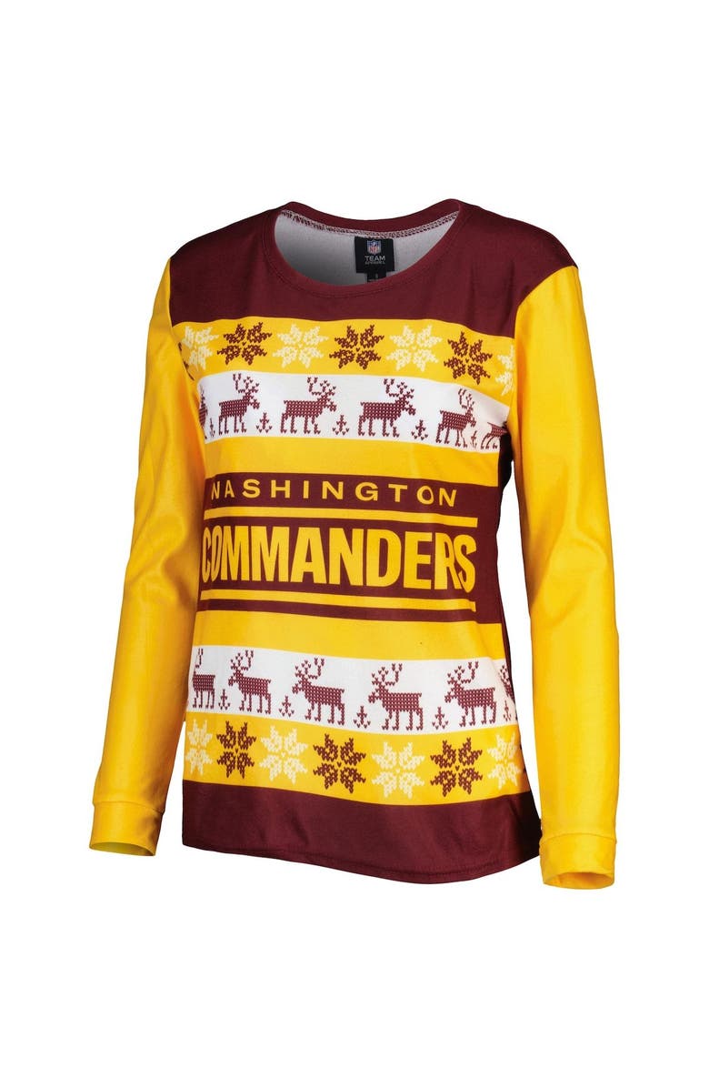 FOCO Women's FOCO Burgundy Washington Commanders Holiday Ugly Pajama Set, Alternate, color, Burgundy