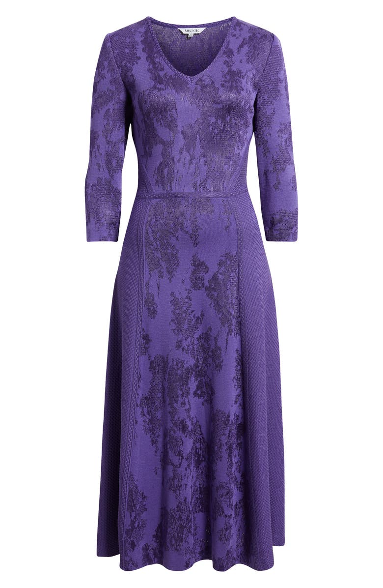 Misook Tonal Jacquard A-Line Knit Maxi Dress, Alternate, color, Concord Purple