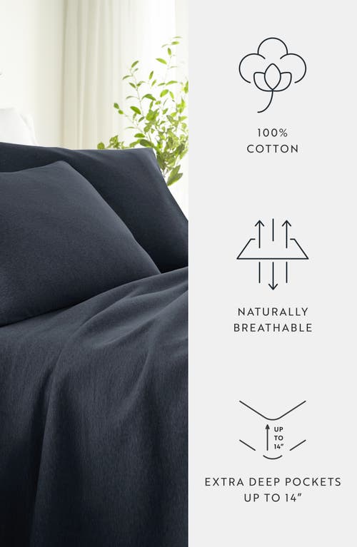Homespun 4-piece Cotton Jersey Sheet Set In Navy