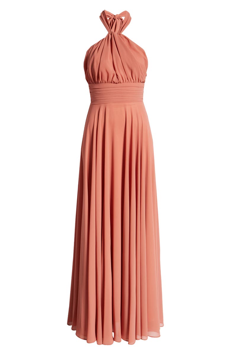 Lulus Chiffon Halter Gown, Alternate, color, 