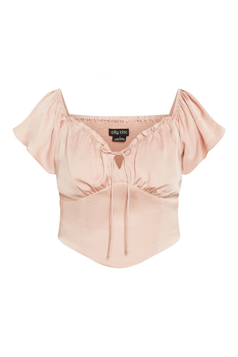 Mae Ruffle Off the Shoulder Crop Top, Alternate, color, GOLD