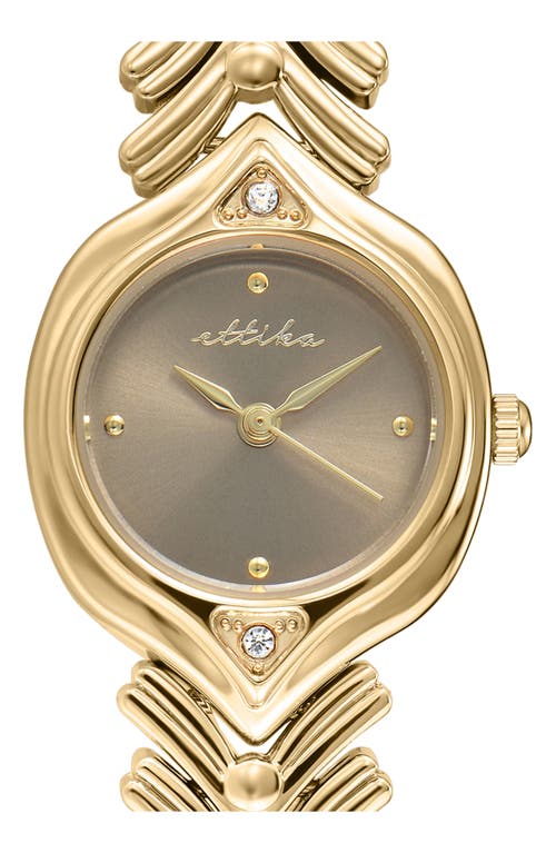Ettika Round Case Chevron Strap Watch In Gold
