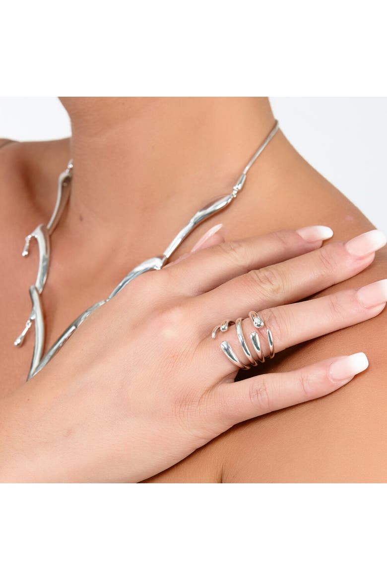 Multi Drop Ring, Alternate, color, Sterling Silver