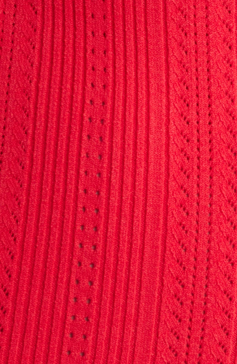 LoveShackFancy Seychelle Bow Long Sleeve Knit Minidress, Alternate, color, Candy Apple