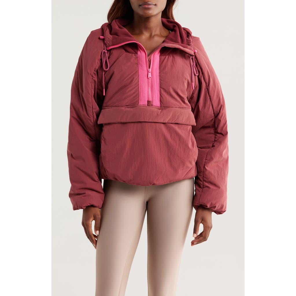Free People Fp Movement In A Pillow Water Resistant Packable Puffer Anorak In Sour Cherry