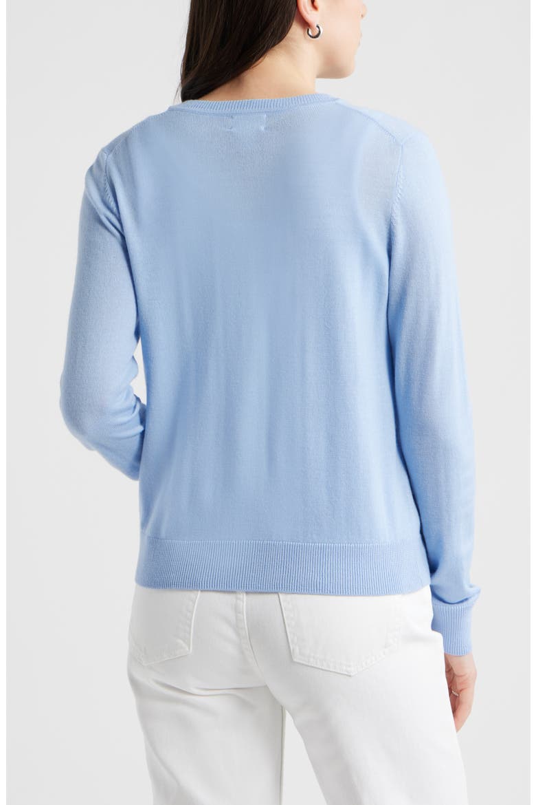 Merino Wool Blend Cardigan, Alternate, color, BLUE WINDSURFER