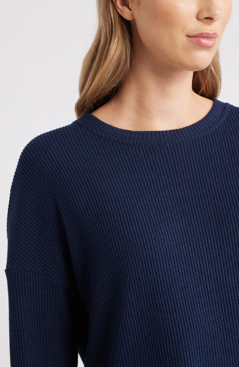 Caslon<sup>®</sup> Long Sleeve Waffle Knit T-Shirt, Alternate, color, Navy Still