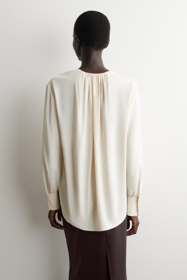 Gathered V-neck Blouse, Alternate, color, LIGHT BEIGE