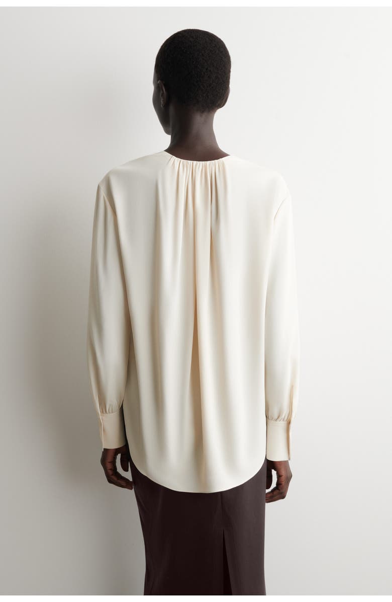 COS Gathered V-neck Blouse, Alternate, color, Light Beige