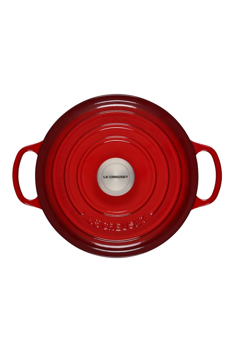 Signature 4.5-Quart Round Enamel Cast Iron Dutch Oven, Alternate, color, CERISE