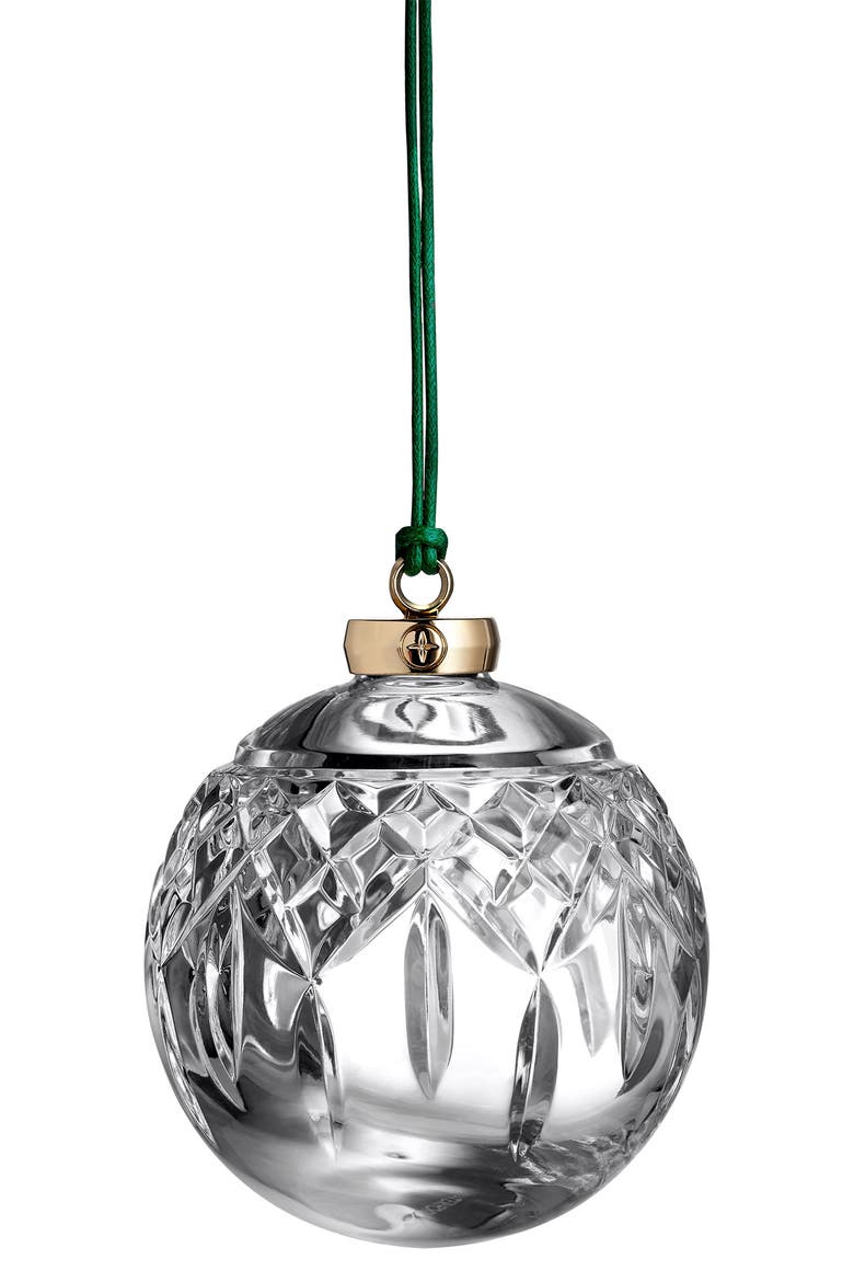 Lismore Bauble Crystal Ornament, Alternate, color, WHITE