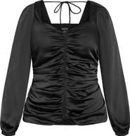 City Chic Sienna Center Ruched Satin Top