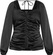 City Chic Sienna Center Ruched Satin Top