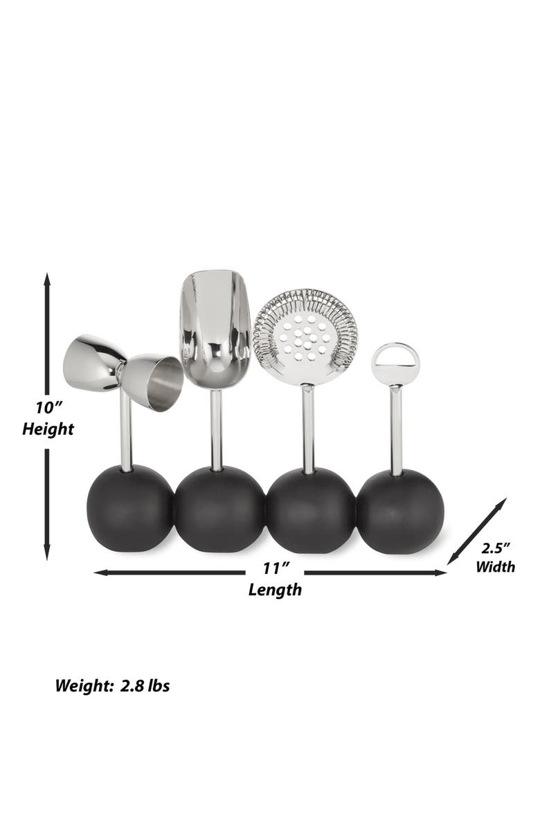 ROSELLI TRADING COMPANY Set of 4 Astro Bar Collection Cocktail Tools, Alternate, color, Black