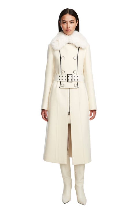 White womens winter wool coat with belt waist 4711 White womens winter wool coat with belt waist 4711