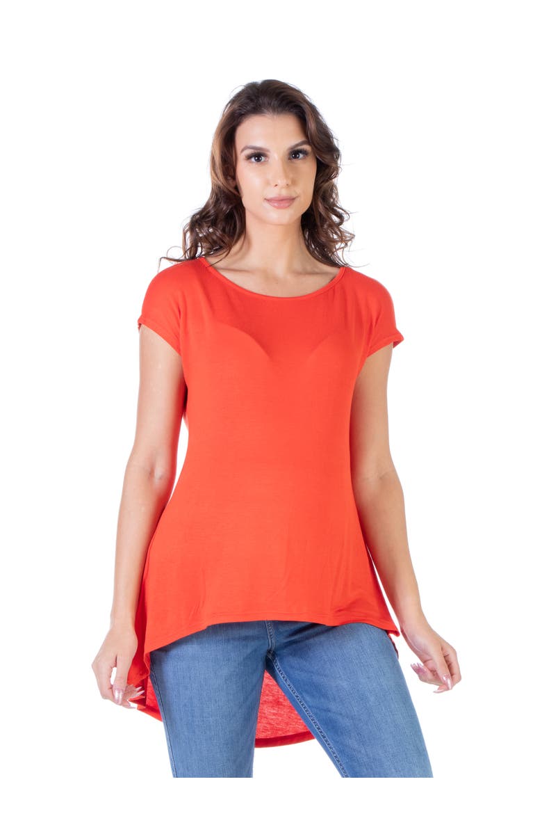 24seven Comfort Apparel Maternity Scoop Neck High Low T Shirt, Main, color, Orange