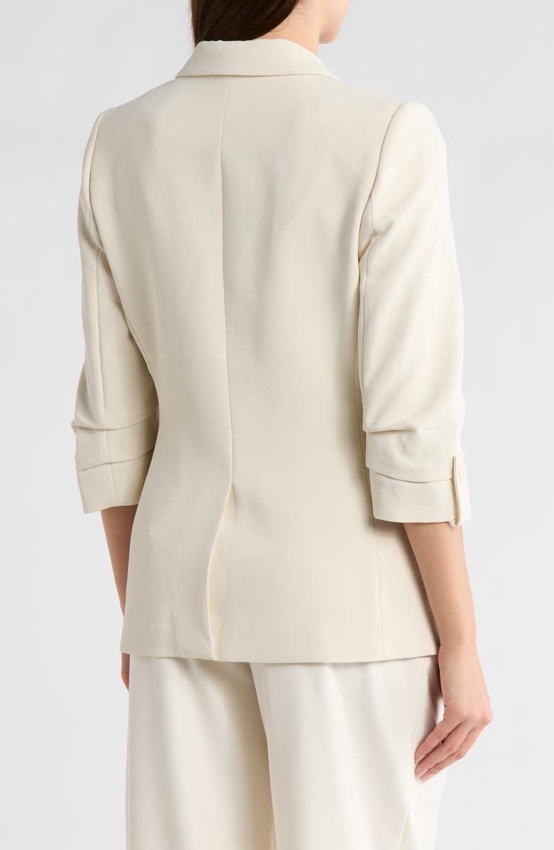 DKNY Aero Ruched Sleeve Crepe Blazer, Alternate, color, Ecru