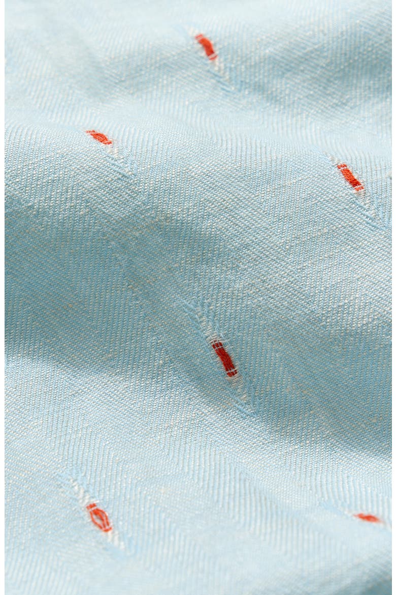 Treme Short Sleeve Linen & Cotton Herringbone Button Up Shirt, Alternate, color, SKY BLUE