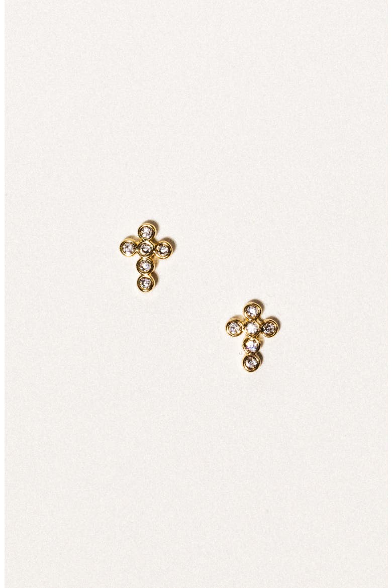 Holy Cross Stud Earrings, Alternate, color, GOLD