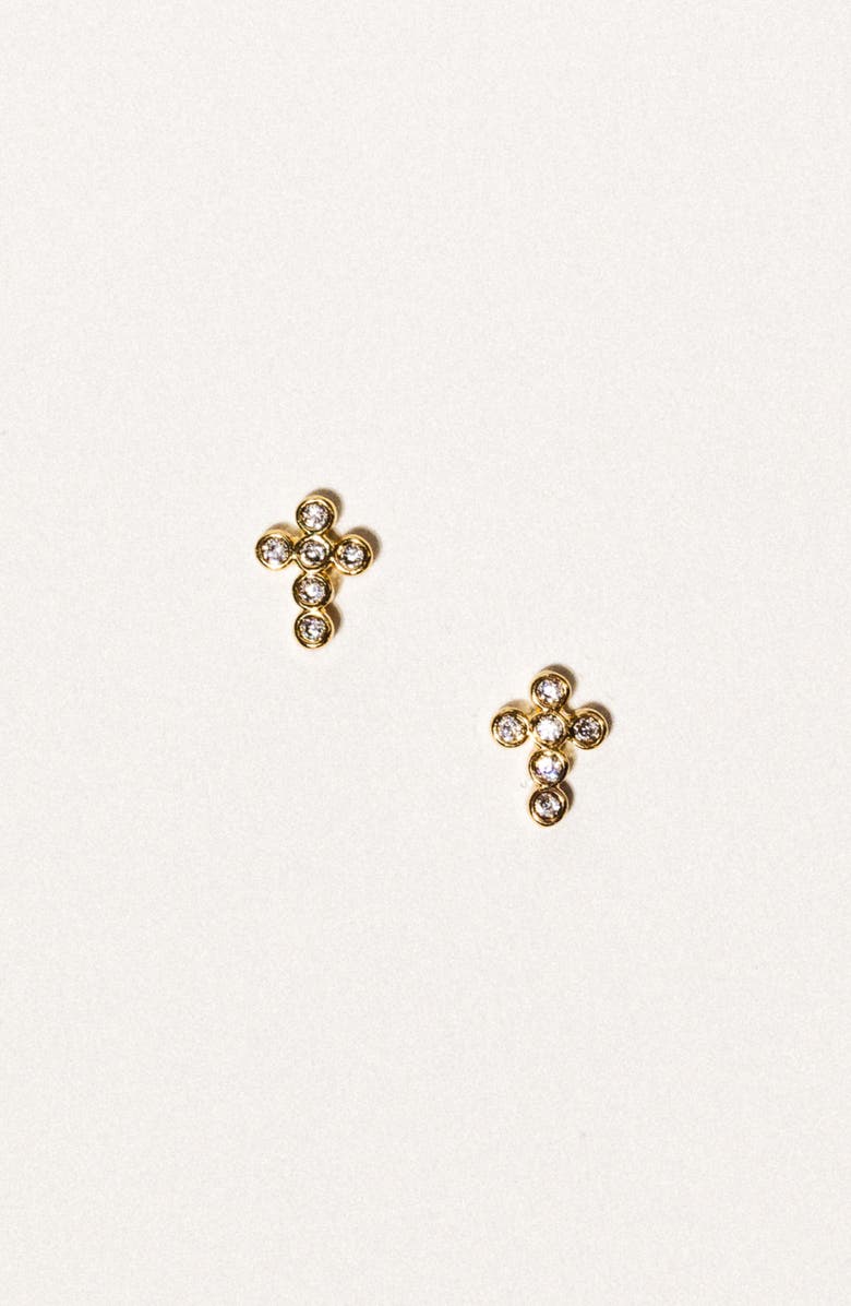 Child of Wild Holy Cross Stud Earrings, Alternate, color, Gold