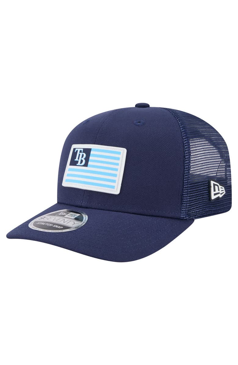 New Era Men's New Era Navy Tampa Bay Rays Flag 9SEVENTY COOLERA Stretch-Snap Hat, Main, color, Navy