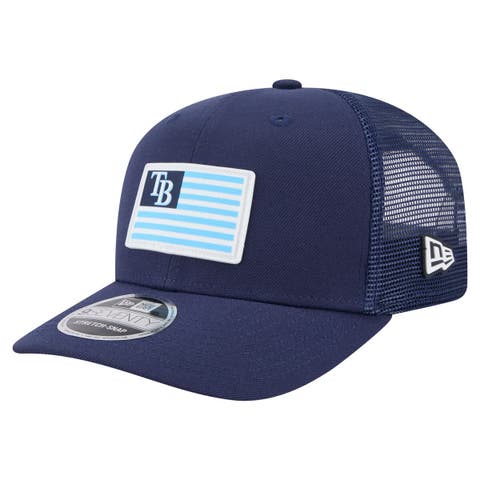 Men's New Era Navy Tampa Bay Rays Flag 9SEVENTY COOLERA Stretch-Snap Hat