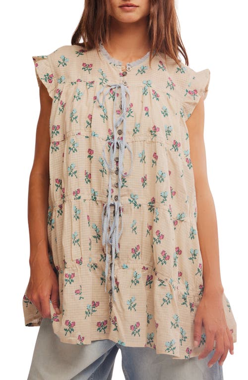 Free People Sundown Print Tunic Dress In Ivory Combo