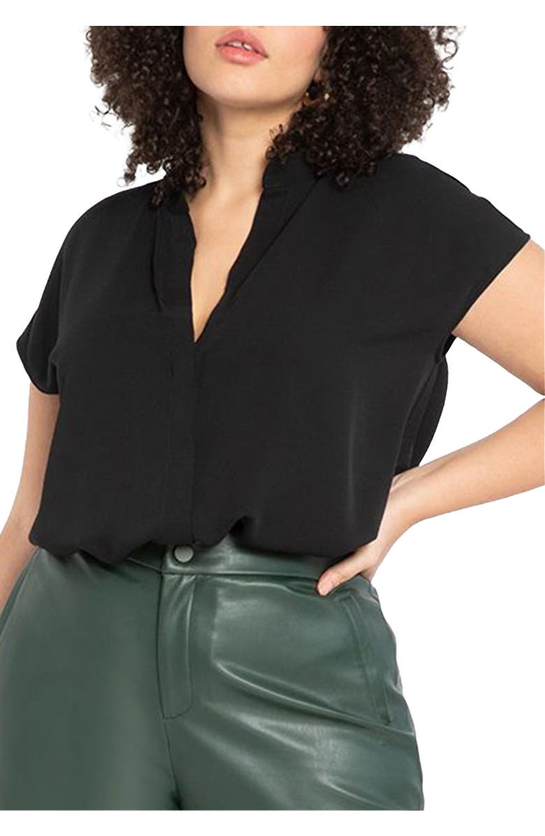 ELOQUII Notch Collar Blouse, Main, color, Black