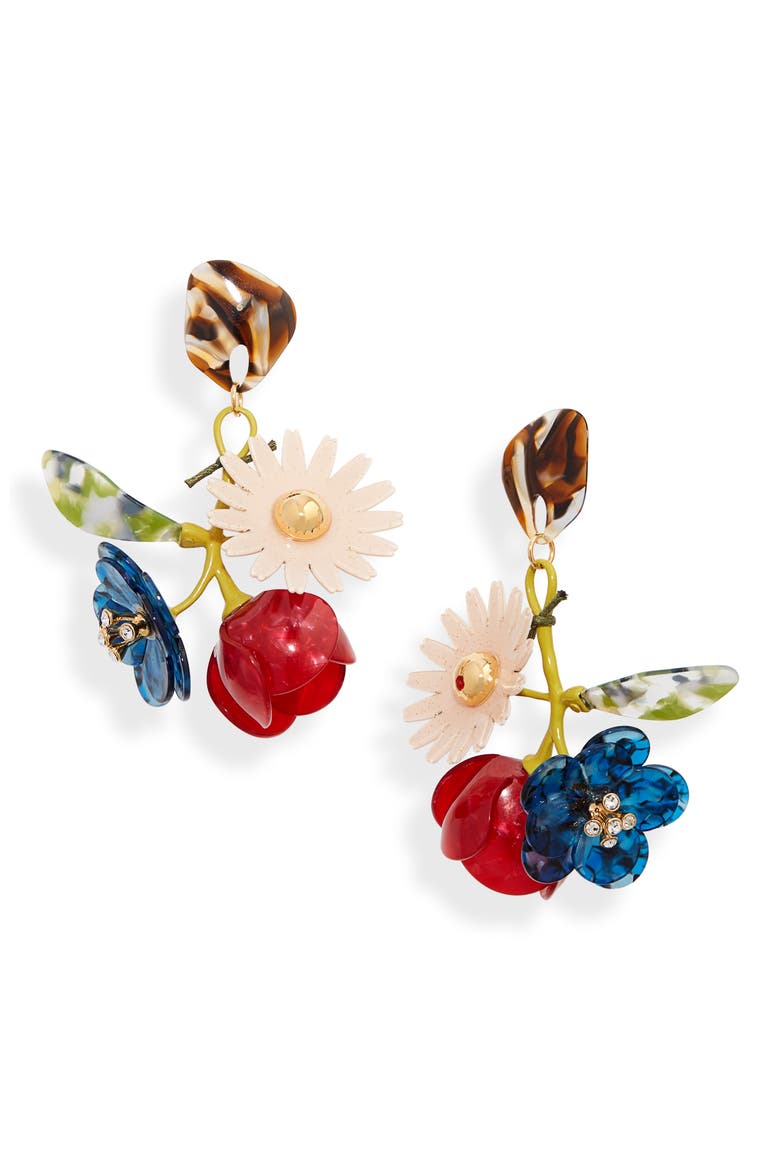 Rapunzel Bouquet Drop Earrings, Main, color, FIRE DRAGON BLUE