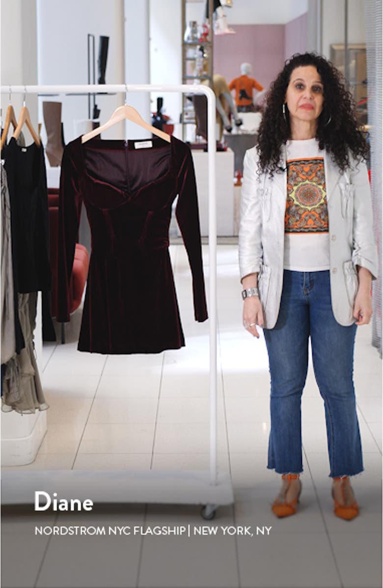 Tuck Long Sleeve Velvet Minidress, sales video thumbnail