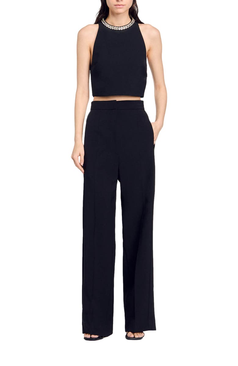 SANDRO Rhinestone crop top, Alternate, color, 