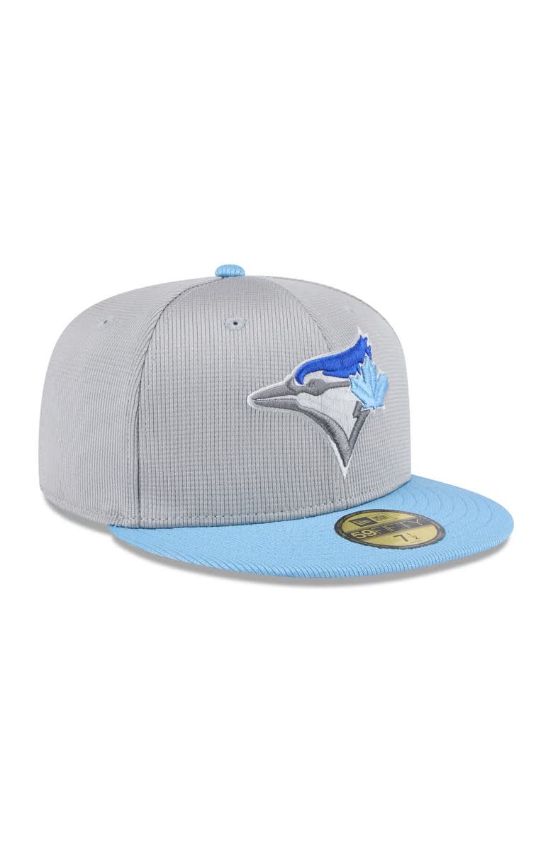 New Era Men's New Era  Gray/Powder Blue Toronto Blue Jays 2025 Batting Practice 59FIFTY Fitted Hat, Alternate, color, 