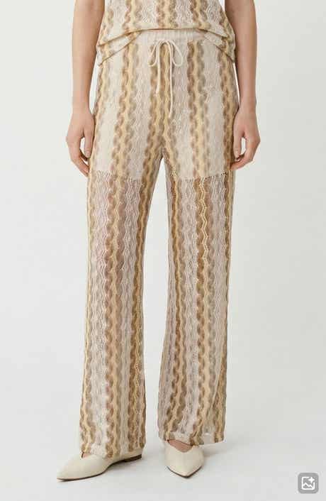 Teresa Open Stitch Stripe Drawstring Pants