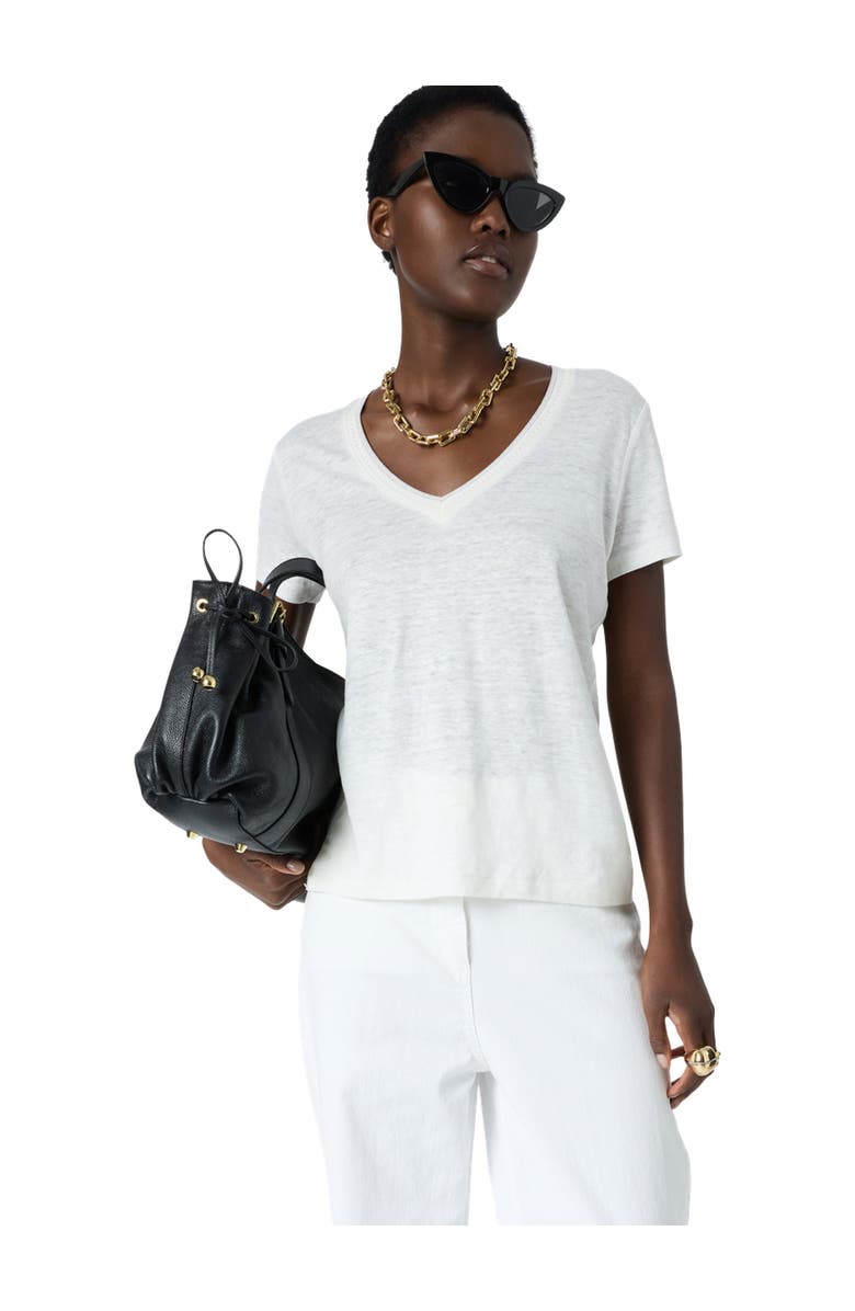 GERARD DAREL Mirana Linen V-Neck T-Shirt, Main, color, White