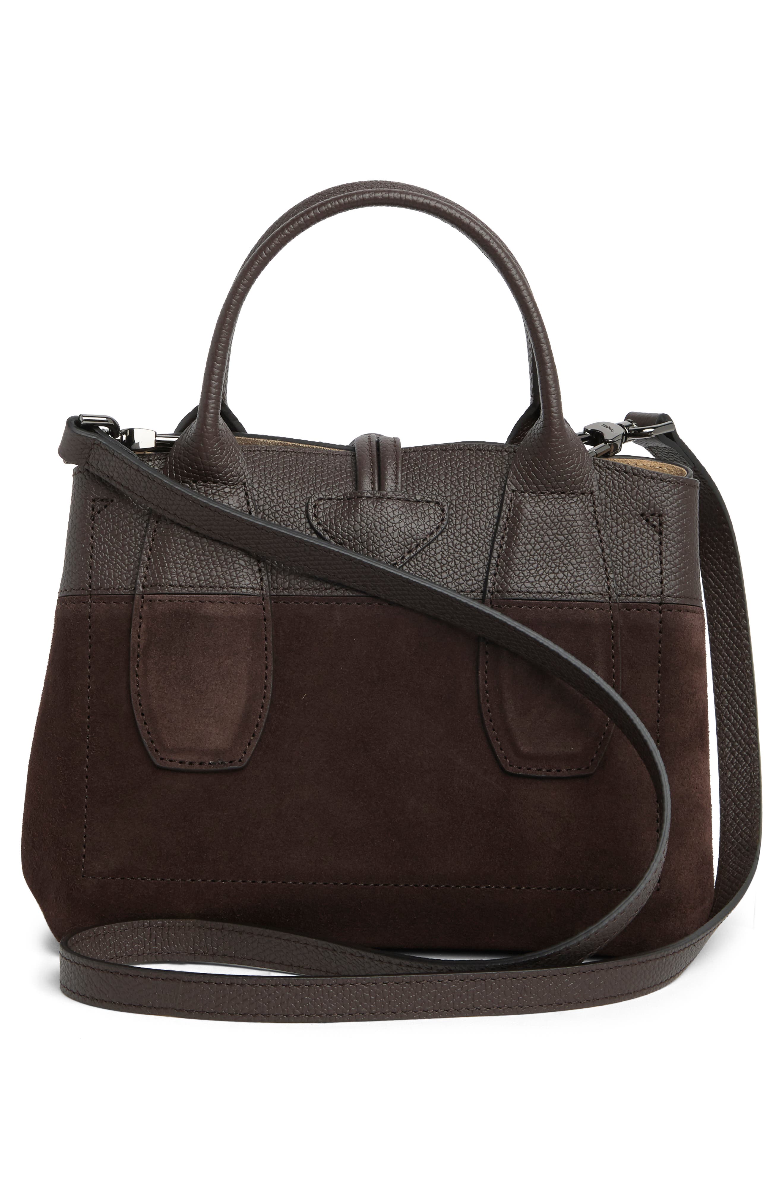 Longchamp Toggle Button Mixed Leather Satchel, Alternate, color, 