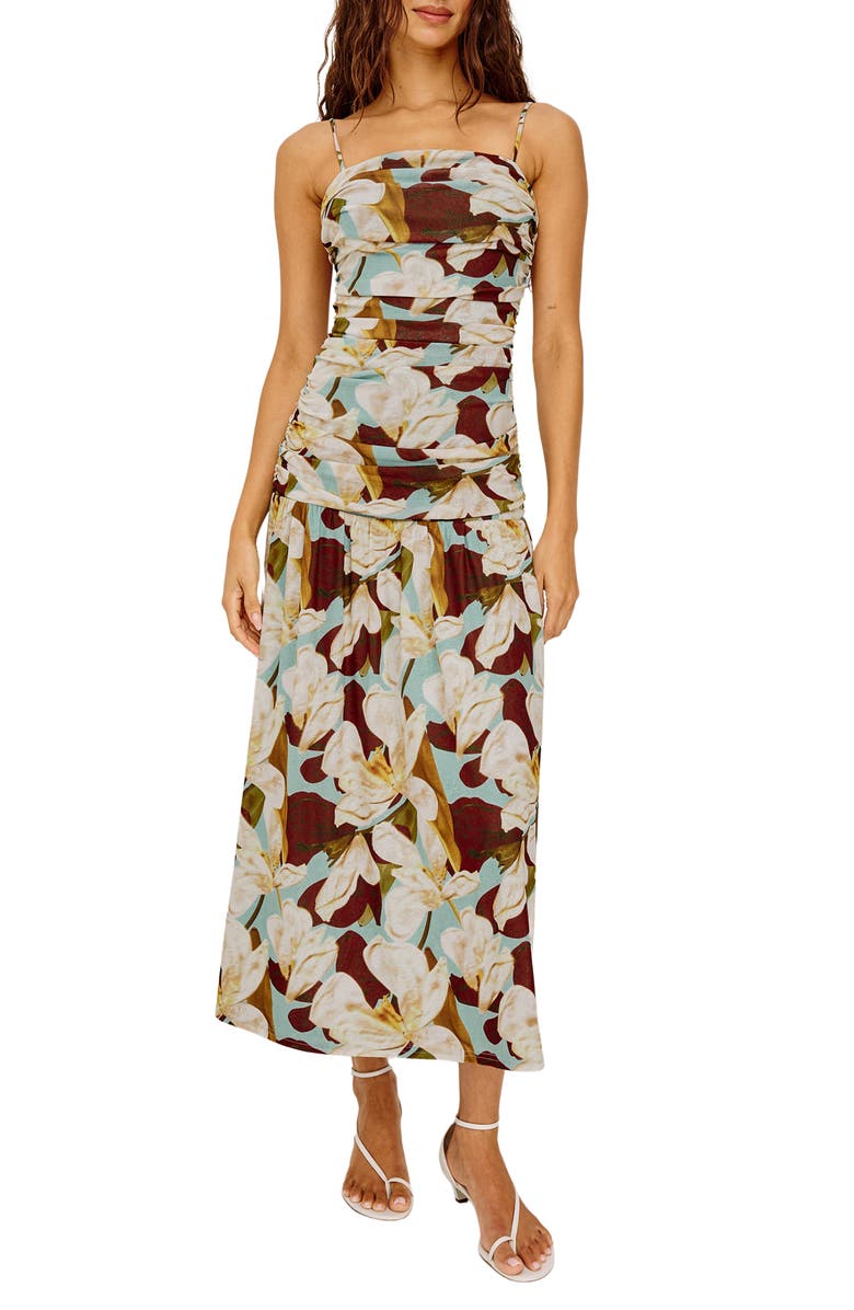 Rails Dolly Floral Ruched Midi Dress, Main, color, Plumeria