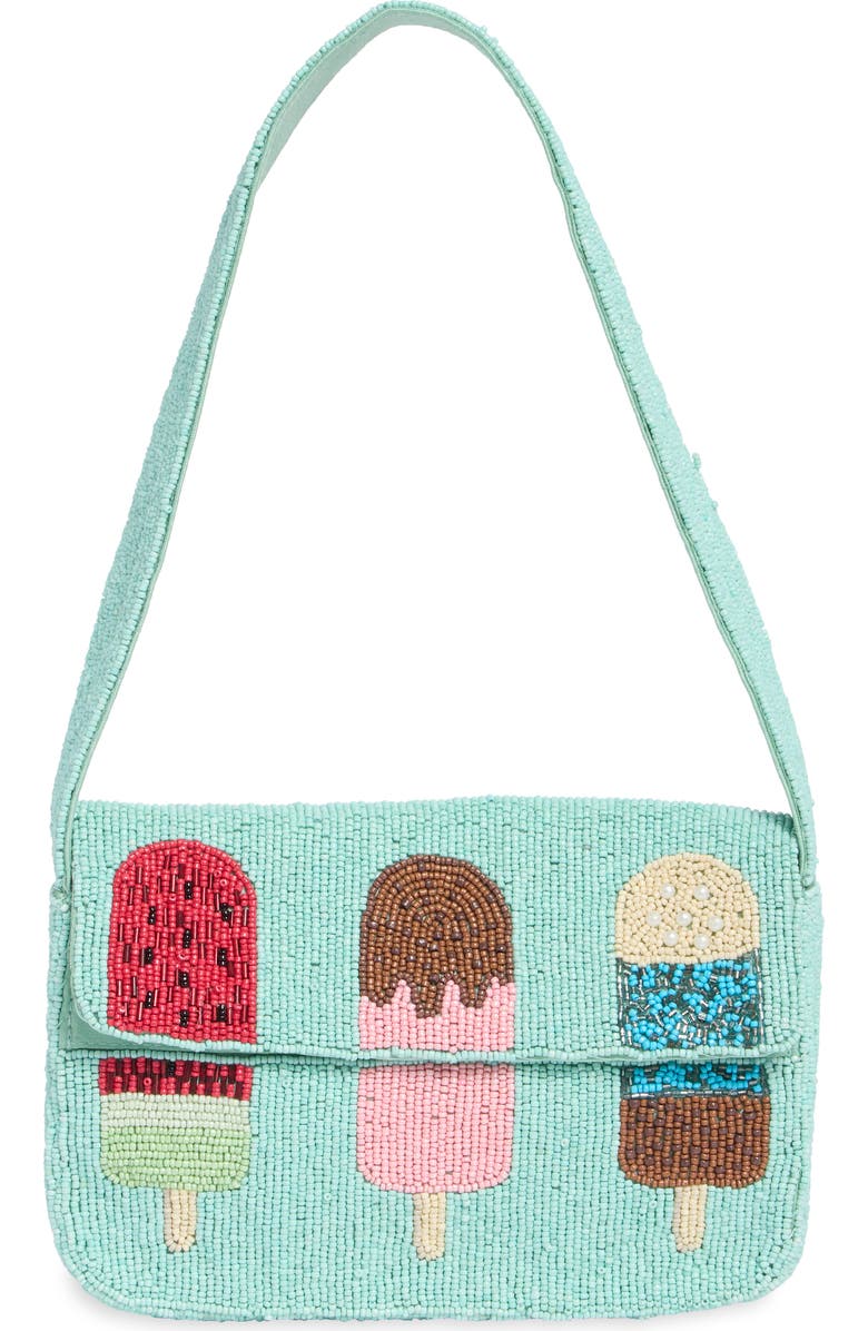Collection XIIX Beaded Ice Cream Pops Baguette Shoulder Bag, Main, color, Seafoam Multi