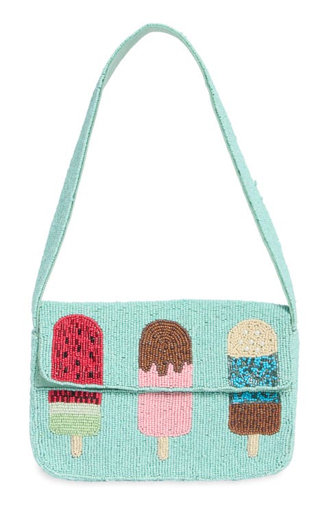 Beaded Ice Cream Pops Baguette Shoulder Bag