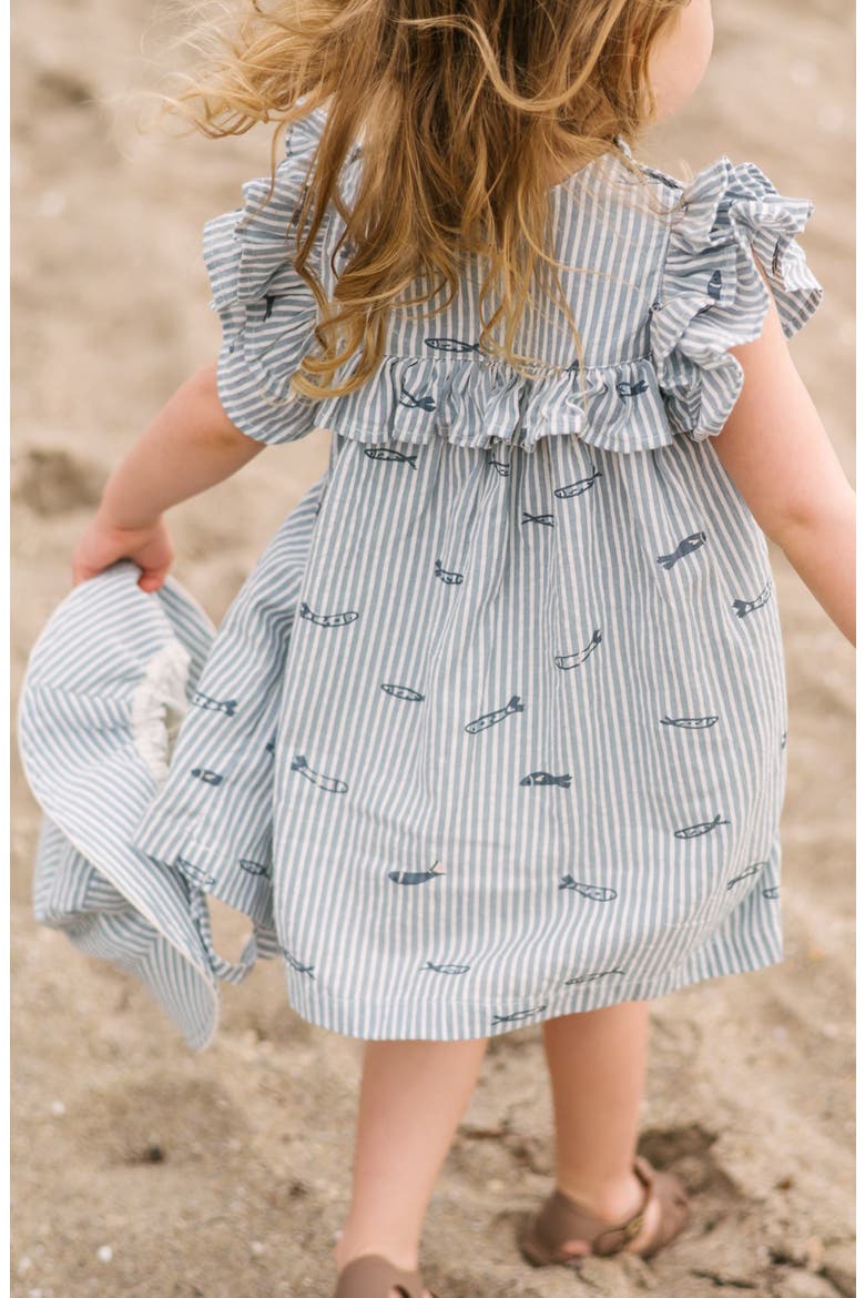 Kids' Ruffle Organic Cotton Seersucker Dress, Alternate, color, PETIT SARDINE