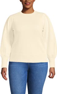 Lands' End Drifter Puff Sleeve Crew Neck Sweater