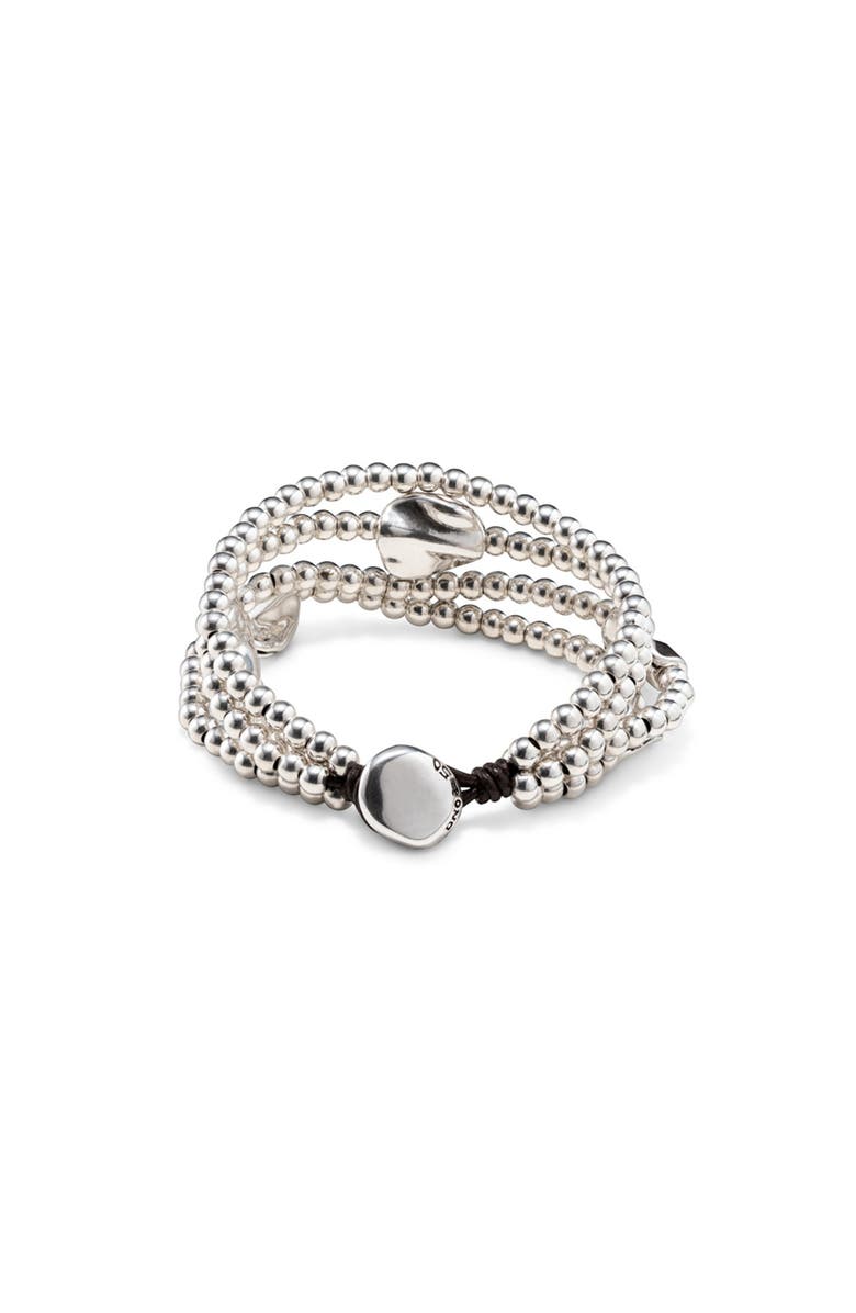 UNODE50 Triple Strand Leather Bracelet, Alternate, color, Silver