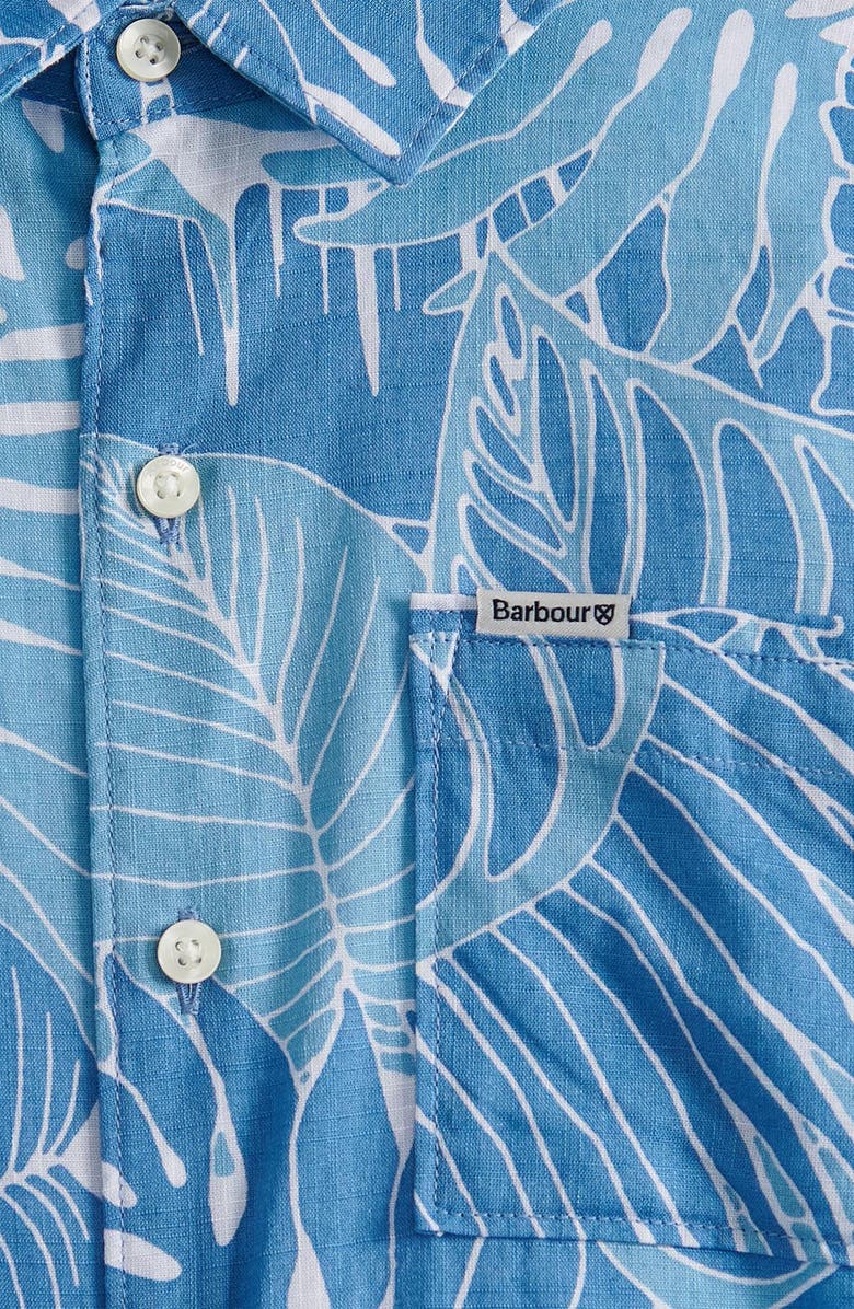 Barbour Kids' Cornwall Leaf Print Short Sleeve Button-Up Shirt, Alternate, color, 