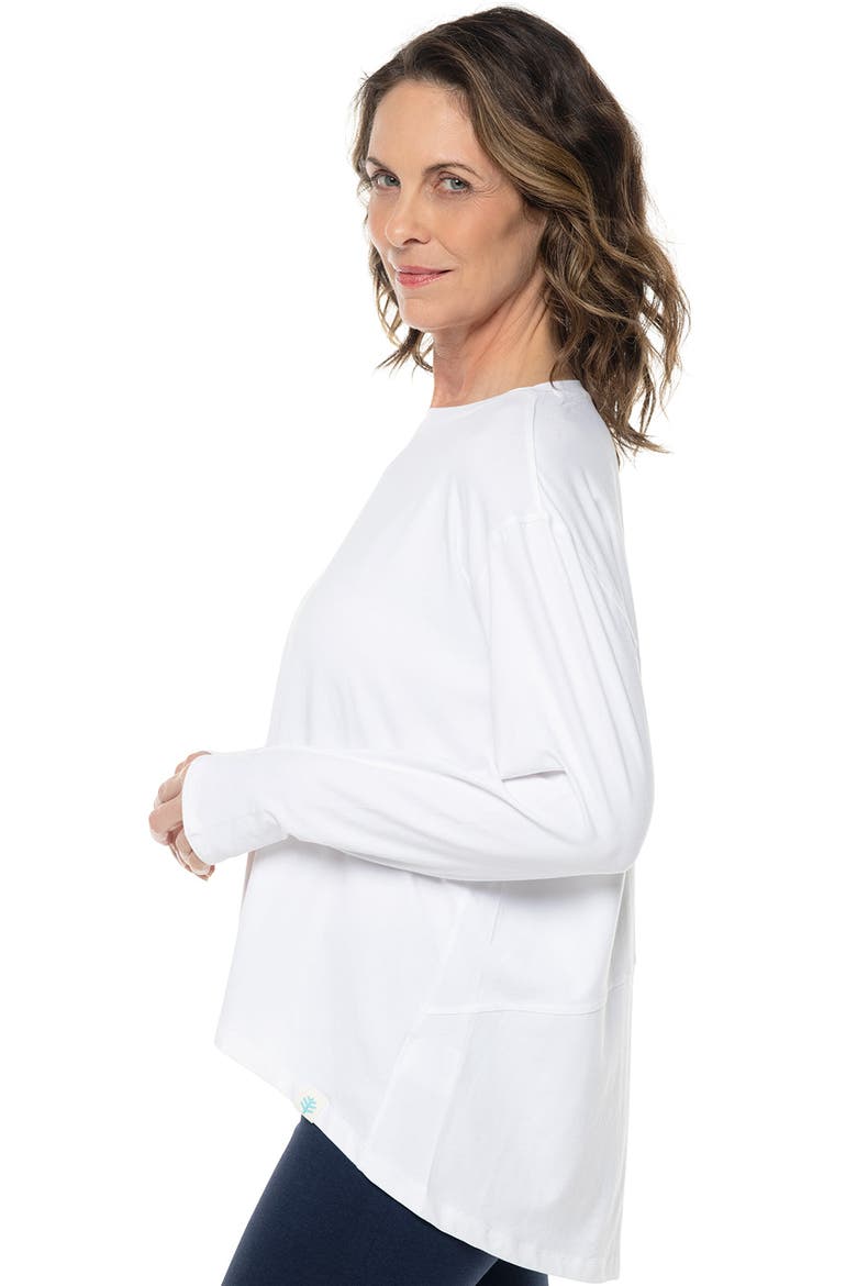 Women's West Palm Drape Long Sleeve T-Shirt, UPF 50+ Sun Protection, Alternate, color, White