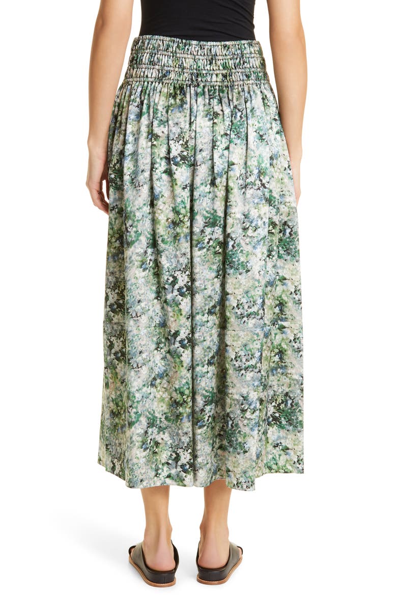 Painted Floral Smock Waist Skirt, Alternate, color, HERB