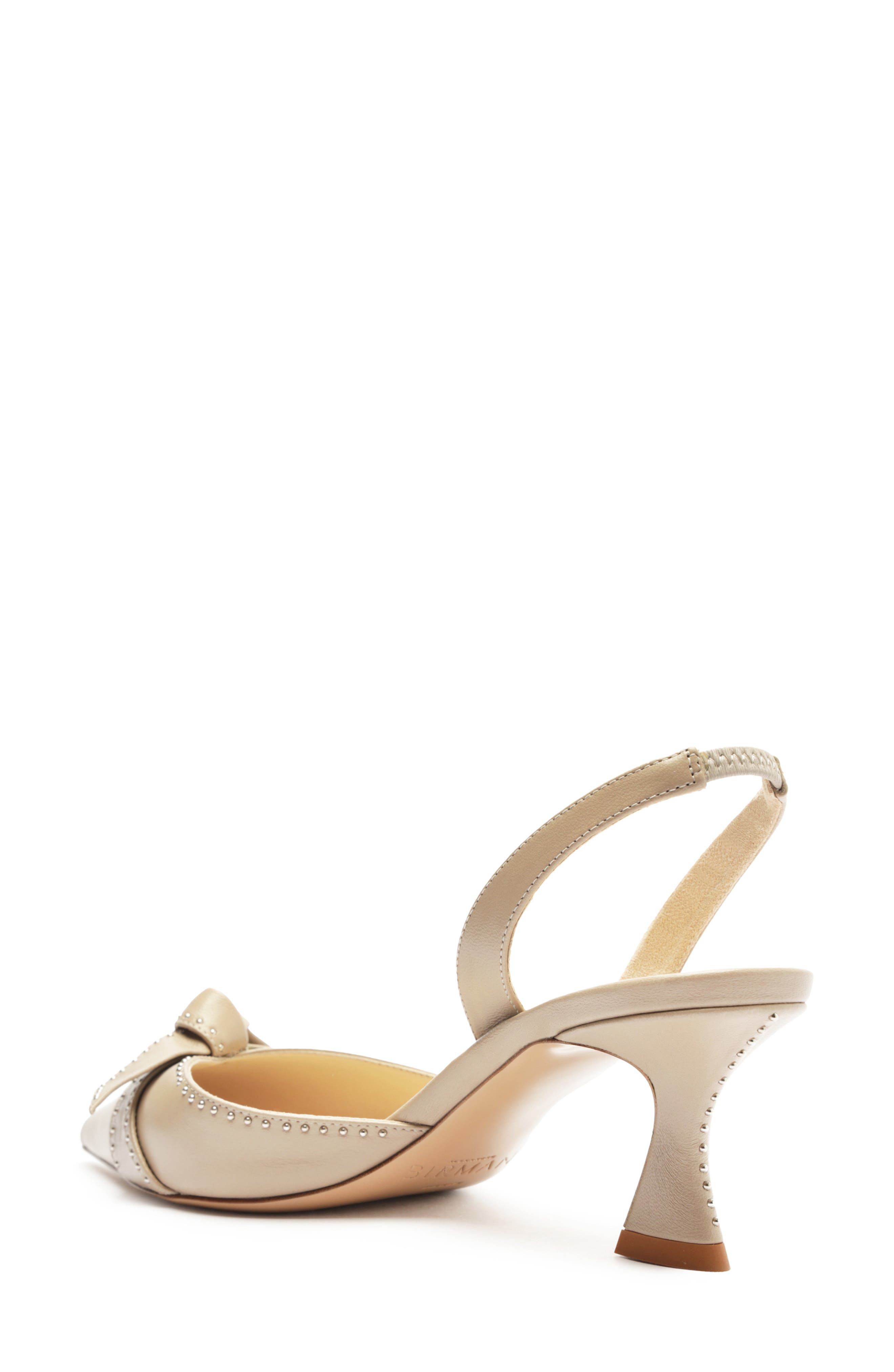 Alexandre Birman Clarita Bell Stud Pointed Toe Slingback Pump, Alternate, color, Semolina
