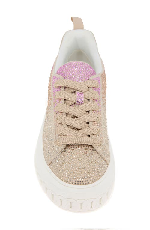 Bcbgeneration Women's Riso Lace-up Platform Sneakers In Ombre Rhinestones